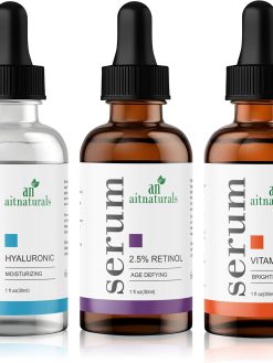 Aitnaturals Anti-Aging Serum Set (Each 30ml) | Powerful Trio of Vitamin C, Retinol, & Hyaluronic Acid | Reduces Wrinkles, Firms, Hydrates, Boosts Brightness, Improves Elasticity & Moisturizes Skin