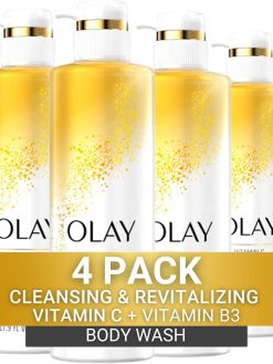Olay Body Wash Cleansing & Revitalizing for Women, Advanced Formula with Vitamin C & Vitamin B3 Complex, 20 fl oz (Pack of 4)