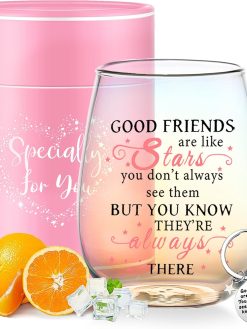 Yalucky Friendship Gifts Wine Glasses Drinking Personalised Birthday Gifts for Friend Men Special Friend Gifts Friend Sister Leaving Best Friend for Colleague Stemless Wine Glass
