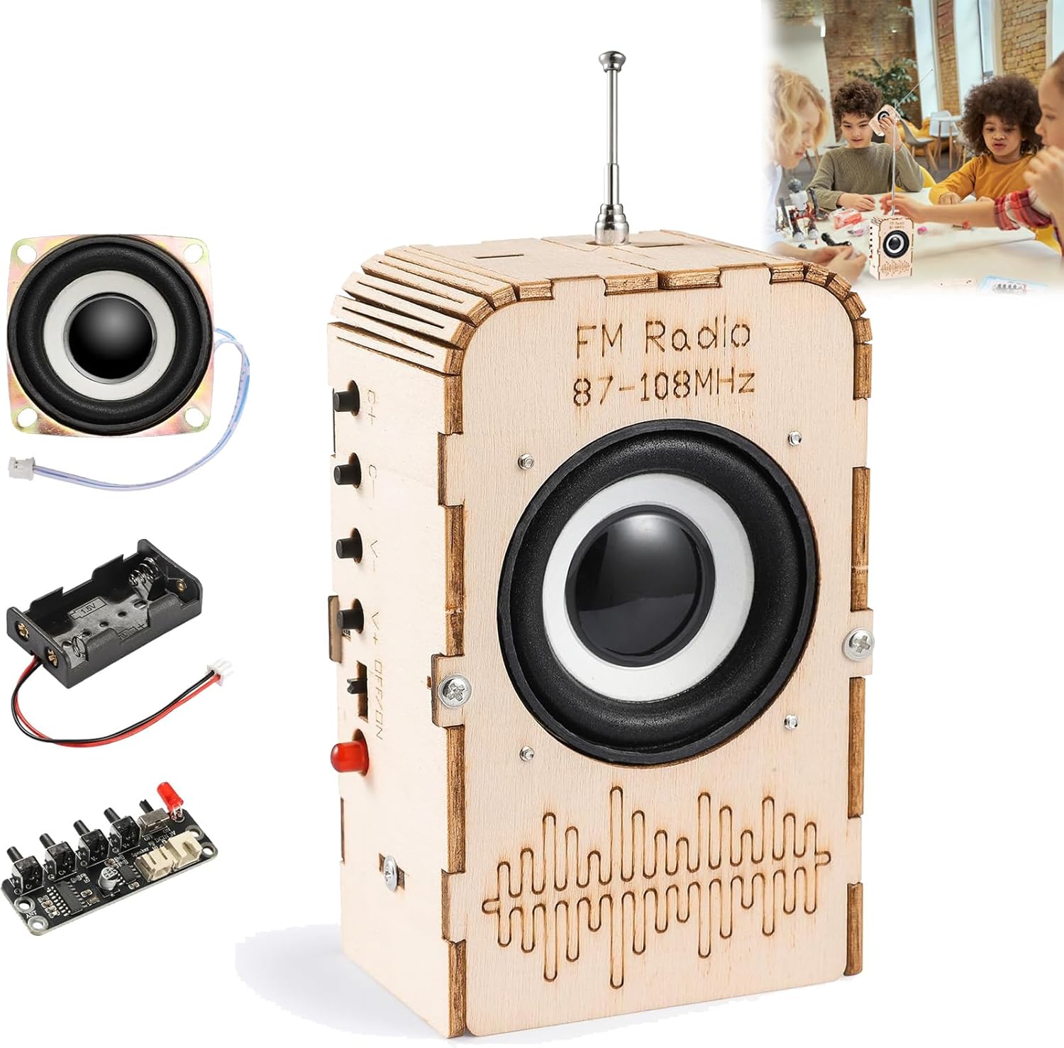 Azonee Science Kits for Kids Age 8-14, Stem Kits for Kids, Stem Toys for Boys and Girls Build Your Own FM Radio Kit, Wood Electronic Kits Snap Circuits for Teens Top Projects Gifts