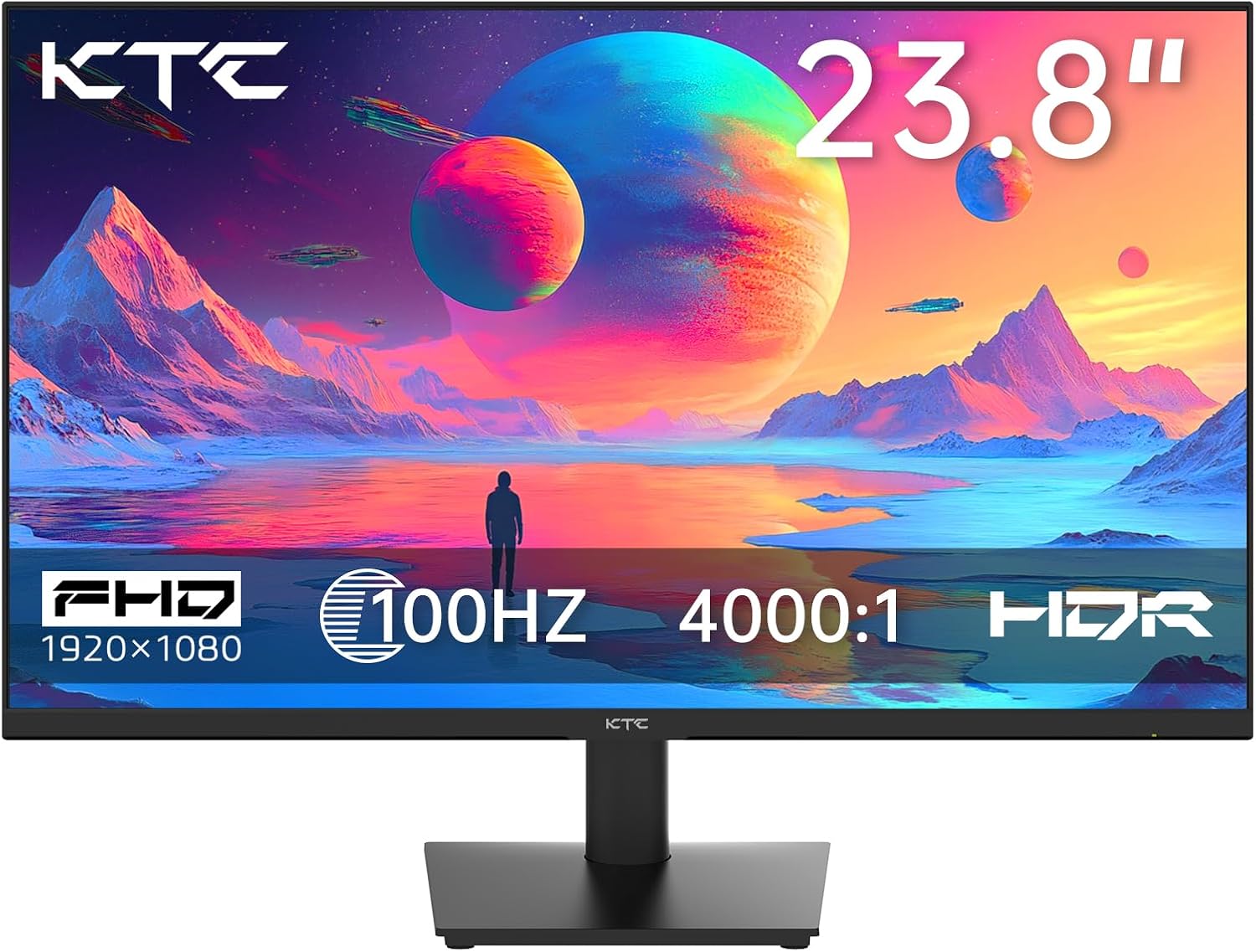 KTC 24 inch Monitor - 1080P Monitor, 100Hz FreeSync Gaming Monitor with HDR10,VESA Mountable, Adjustable Tilt, ZeroFrame Design, HDMI,VGA,Earphone Ports, PC Monitor Work Monitor for Office
