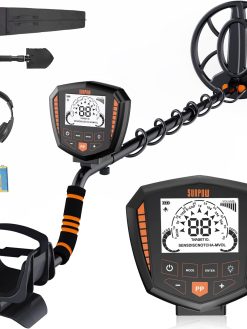 SUNPOW Metal Detector, IP68 Waterproof Coil, Identify 9 Types of Metals, High Accuracy, 10 Inch Detection Depth, 5 Modes, Strong Anti-Interference, Suitable for Adults and Kids (OT-MD07)