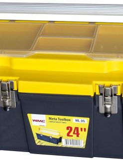 WMC TOOLS 24-Inch Meta Tool Box with Metal Clips | Plastic Storage Box | Multi-Function Portable and Durable Organizer Box Storage for Various Tools