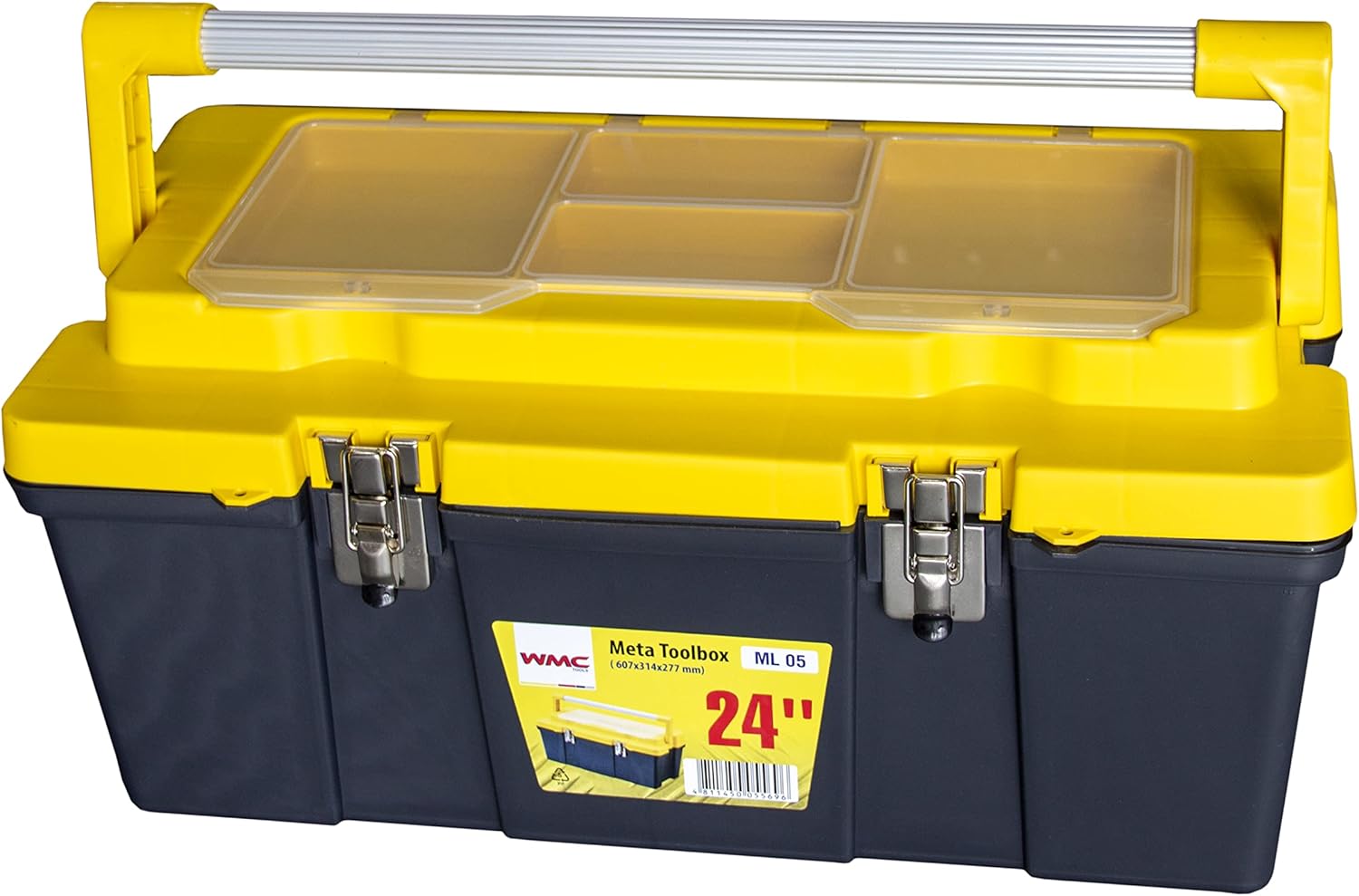 WMC TOOLS 24-Inch Meta Tool Box with Metal Clips | Plastic Storage Box | Multi-Function Portable and Durable Organizer Box Storage for Various Tools