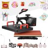 Pingfen Multifunctional 8 in 1 Heat Press Machine 360 Angle Rotatable Hot Transfer Sublimation Digital Pressing Maker for T-Shirt Mug Hat Plate Pillow Bag 39 X 30cm/ 15 X 12 Inch
