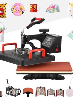 Pingfen Multifunctional 8 in 1 Heat Press Machine 360 Angle Rotatable Hot Transfer Sublimation Digital Pressing Maker for T-Shirt Mug Hat Plate Pillow Bag 39 X 30cm/ 15 X 12 Inch