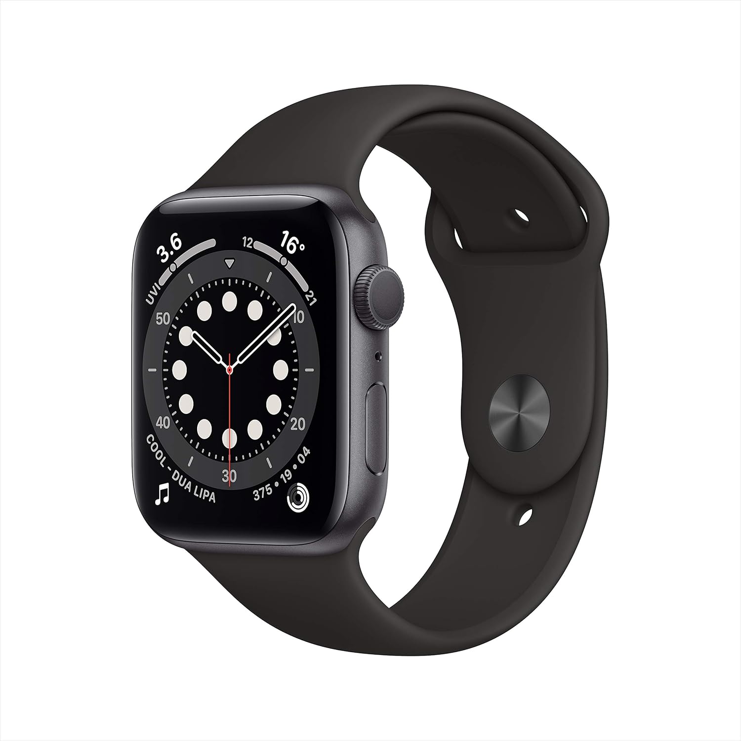 Apple Watch Series 6 (GPS, 40mm) - Space Grey Aluminium Case with Black Sport Band (Renewed)