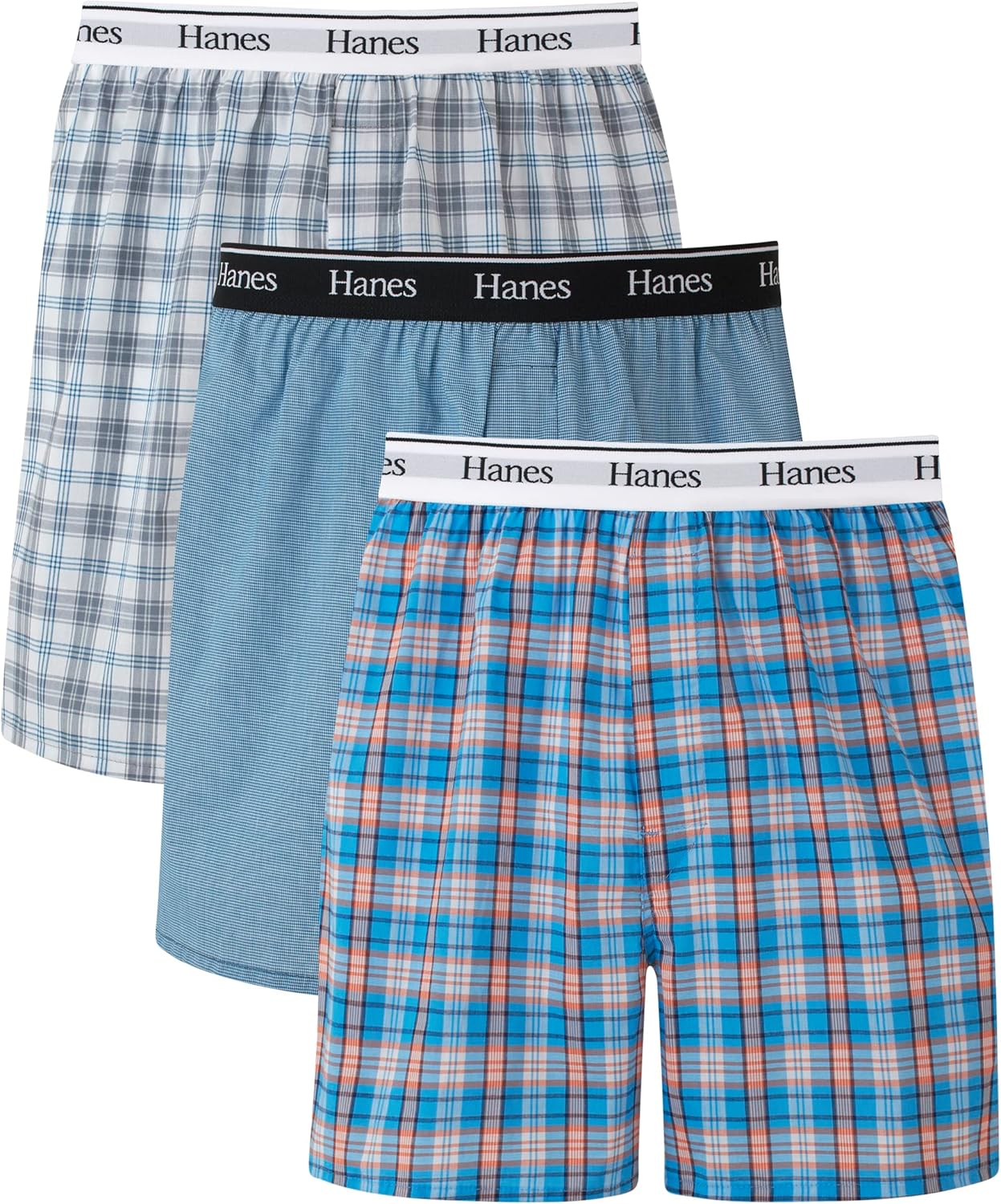 Hanes mens Originals Cotton Woven Boxers Pack, Moisture-wicking Underwear for Men, 3-pack Boxer Shorts (pack of 3)