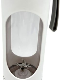 Portable Ice Crushing Smoothie Blender, Handheld Fruit and Smoothie Mixer, Rechargeable Personal Blender and Shaker, Blender Mixer for Gym Accessories, 7.7 * 25.2 * 7.7cm, White and Gray (White)