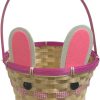 BrainGiggles Bunny Easter Basket for Kids – Cute Rabbit Face with Bunny Ears Woven Bamboo Basket with Handle for Egg Hunts, Candy, Treats, Easter Gift Basket | Ideal for Easter Decorations
