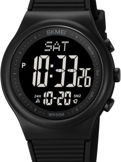 TERRIFI Waterproof Digital Sports Watch with Stopwatch, Unisex Outdoor Multifunction Wristwatch with Luminous Display and Rubber Strap for Men and Women