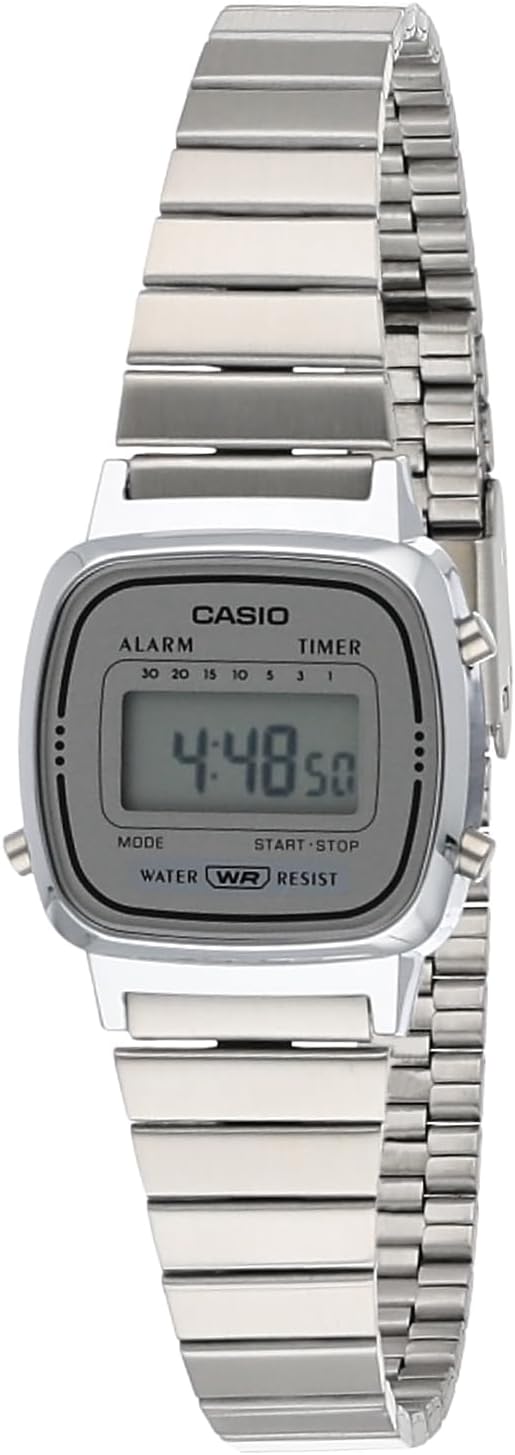 Casio Quartz Watch, Digital Display and Stainless Steel