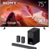 Sony BRAVIA 75 inch 4K UHD Smart TV, Google TV, KD-75X80L (2023) - Bundle with Sony HT-S400 2.1ch Soundbar, Wireless Subwoofer, Dolby Digital, 330W
