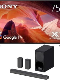 Sony BRAVIA 75 inch 4K UHD Smart TV, Google TV, KD-75X80L (2023) - Bundle with Sony HT-S400 2.1ch Soundbar, Wireless Subwoofer, Dolby Digital, 330W