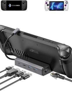 JSAUX Docking Station for Steam Deck OLED 2023/ROG Ally/Legion Go, 5-in-1 Steam Deck Dock with HDMI 2.0 4K@60Hz, 100Mbps Ethernet, Dual USB-A 2.0 and 100W USB-C Charging Port, Rog Ally Dock -HB0602