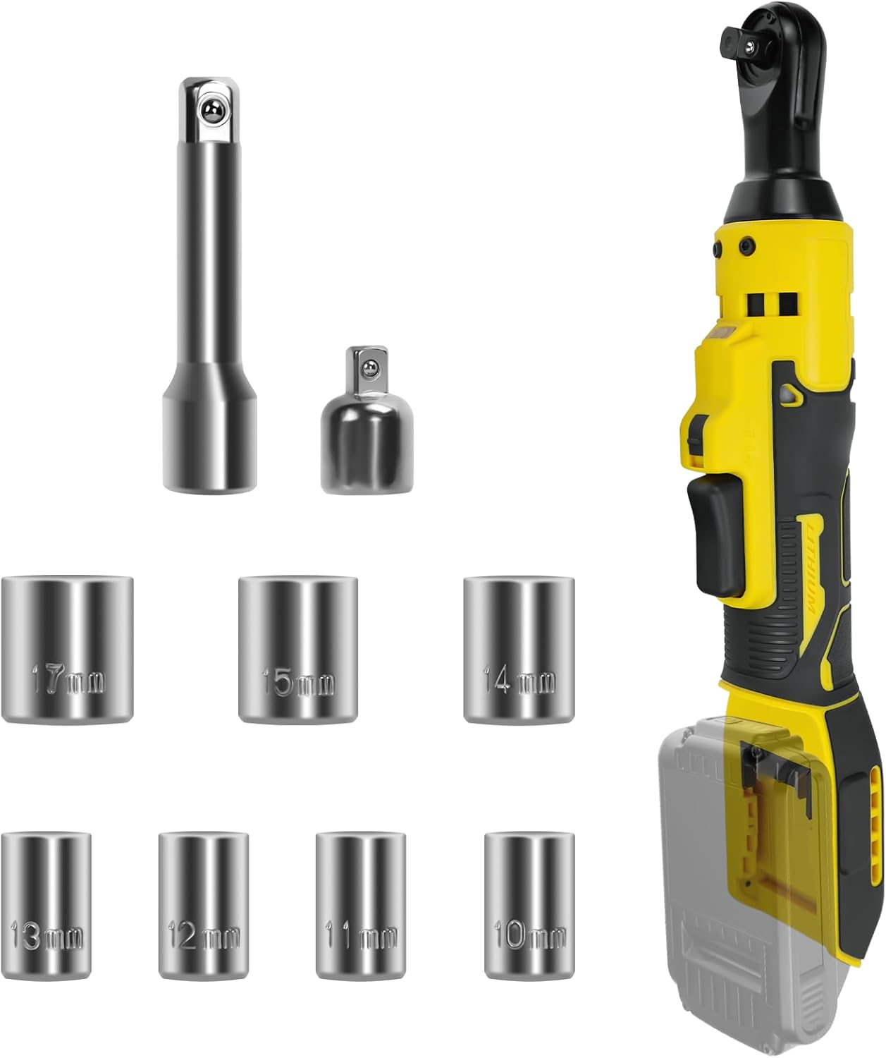 Cordless Ratchet Wrench for DeWalt 18V Battery,3/8" Electric Ratchet, 260rpm Ratchet with Variable Speed and 7 Socket,1/4" Adapter(NO Battery)