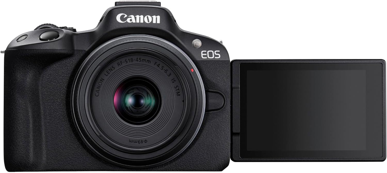 Canon EOS R50 Mirrorless Camera, Black + RF-S 18-45mm F4.5-6.3 IS STM Lens (Upgraded M50 Mark II Model)