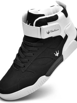 FZUU Men's Fashion High Top Leather Street Sneakers Sports Casual Shoes