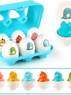 Easter Egg Toys for Kids, Easter Dinosaur Matching Eggs Toys For Toddler,Hide And Squeak Basket Stuffers Prefilled Easter Eggs with Toys Inside Filled Infant Montessori Eggs Toys Gift Ages 1-3, 2-4,