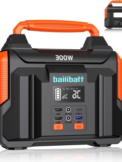Portable Power Station 300W 257wh Lithium Battery bailibatt Small Portable Generator for Home Use Camping Travel Outdoor Emergency Hunting, Large Power Bank with