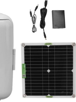 Haofy 50W Solar Refrigerator With Panel, DC18V Powered Cooler With Battery Box for Camping
