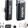 GODOX WES1 Kit1 Wireless Lavalier Microphone for iPhone, MFi Certified, Plug and Play, Noise Cancelling Lapel Mic with 656ft Transmission, Compatible with iPhone, iPad, for Vlogs/Interviews/Live