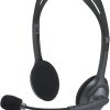 Logitech H111 Wired Headset, Stereo Headphones with Noise-Cancelling Microphone, 3.5 mm Audio Jack, PC/Mac/Laptop/Smartphone/Tablet - Black