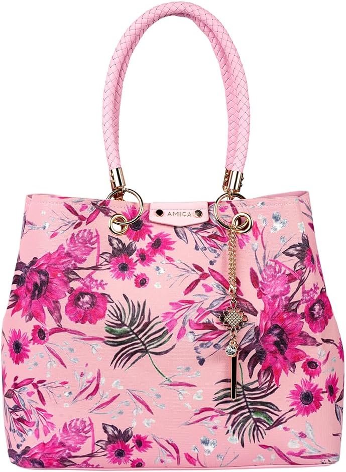 AMICA Amoura Floral Printed Leather Satchel Handbag for Women