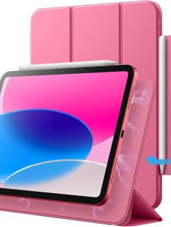 JETech Magnetic Case for iPad (A16) 11th/10th Generation (2025/2022), Magnetic Attachment, Slim Tablet Cover with Auto Wake/Sleep (Pink)