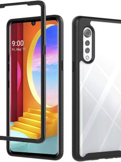 Liner Cover for LG Velvet 5G/4G, Rugged Transparent Full Body Shockproof Hard PC Soft TPU Slim Bumper Silicone Protective Mobile Phone Case for LG Velvet 5G/4G - Black/Clear