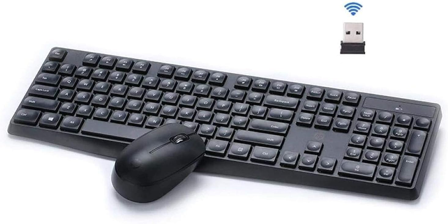 CS10 Wireless Keyboard & Mouse Combo, Ergonomic Design and Silent Typing Keys, Black