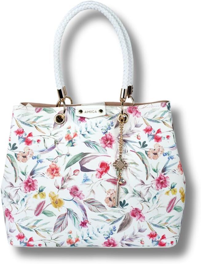 Amoura Floral Printed Leather Satchel Handbag for Women