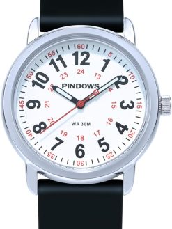 PINDOWS Womens Silicone Band Design Analog Quartz Wrist Watches for Young Women Ladies, Students, Waterproof Unisex Watch Luminous Dial.