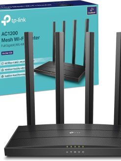 TP-Link AC1200 Wireless Dual Band Wi-Fi Router - Speed Up to 867 Mbps/5 GHz + 300 Mbps/2.4 GHz, 4+1 Gigabit Ports, Dual-Core CPU, Parental Control, Easy setup (Archer C6)
