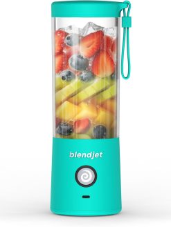 BlendJet Portable Blender for Smoothies & Shakes - 16oz BlendJet 2 Cordless Personal & Small Blender, USB-C Rechargeable & Self Cleaning - Quiet Mini Travel Blender with Stainless Steel Blade (Mint)