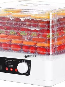 ALLESM Food Dehydrator Machine, 70℃ Temperature Control, 5 BPA-Free Stackable Tray, with Powerful Drying Capacity for Jerky, Fruit, Meat, Veggies, Dog Treats, Herbs, Yogurt