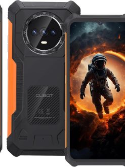 CUBOT KINGKONG ES Rugged Smartphone 6.56-inch HD+, 6GB RAM(Extendable 10GB), 128GB ROM, 5100mAh Battery Dual SIM Mobile Phone, Android 14 Phones/IP68/IP69K Waterproof Cell phone (Black-Orange)
