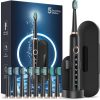 Rtauys M5 Sonic Electric Toothbrush for Adults and Kids - Rechargeable Electric Toothbrush Kids Ages 12+ and Adults with 8 Brush Heads & Travel Case, 120 Days Battery Life - Black