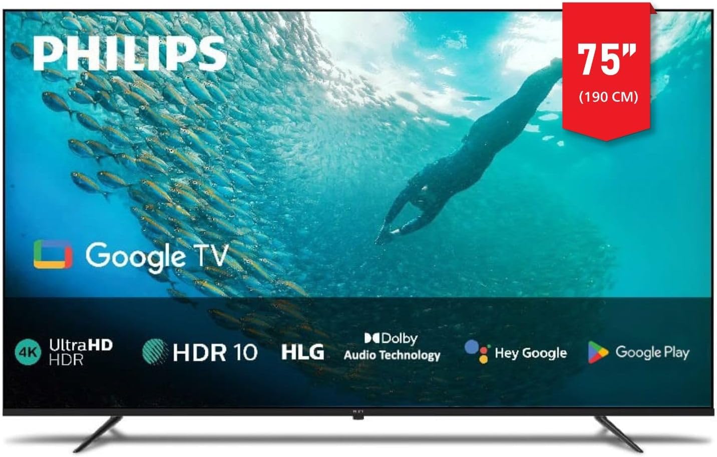 PHILIPS 75 INCH (190 CM) 4K UHD GOOGLE TV WITH DOLBY AUDIO & ADVANCED IMAGE PROCESSING, 2024 MODEL WITH 1 YEAR INTERNATIONAL WARRANTY