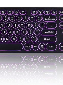 Perixx PERIBOARD-317R Wired Backlit USB Keyboard - Big Print Letter - Tri-Color Illuminated LED - Stylish Round Keycaps - US English