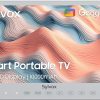 SYLVOX Smart Portable TV, 15.6" Rechargeable TV 10000mAh Battery Operated TV, IP66 Waterproof, Google TV Built-in Chromecast Voice Assistant, Small TV for Bedroom, Kitchen, Camping with Rotating Stand