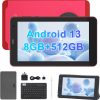 C idea 7" Smart Tablet, Android 13 Kids Computer Tab with Wiresless Keyboard and Protective Cover, Single SIM 5G LTE Wifi, Zoom & Tiktok Supported,CM518pro (Red)