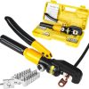 Hydraulic Crimping Tool, 10 Tons, 12 AWG to 00 (2/0) Battery Cable Crimper, Includes 4/6/8/10/16/25/35/50/70mm² Hexagonal Crimping Dies, for Electrical Terminal Cable Wire and Hydraulic Hose Crimping