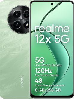 realme 12x 5G | Dual SIM | 8GB RAM | 256GB ROM | 6.67" 120Hz Display | 50MP AI Camera | Dimensity 6100+ | 5000mAh Battery | 15W Fast Charging | Android 14 | 12 Months Warranty (Feather Green)