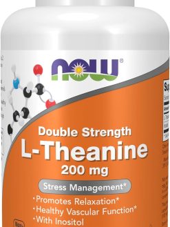Now Foods Double Strength L-Theanine 200mg with Inositol, 120 Veg Capsules