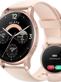 Parsonver Smart Watch for Women(Answer/Make Calls), 5ATM Waterproof Fitness Tracker With 100+ Sport Modes, Swimming/Heart Rate/SpO2/Sleep Monitor, 44mm Round Smartwatch for Android & iPhone, Rose Gold