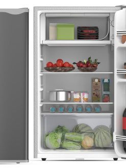 Nikai 125L Gross/90L Net, Single Door Mini Refrigerator, Compact Small Size Fridge with Separate Chiller Compartment, 2 Shelves & Bottle Storage Racks, For Home, Office, Bedroom -NRF125SS1 Silver