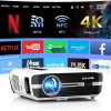 4K UHD Home Cinema Projector 1350ANSI Lumens for Daytime Use, WiFi6 Bluetooth 5.2 Smart Android Projector for Gaming Outdoor Movie Nights,Netflix YouTube Built in,NFC Casting, for Phone/Laptop