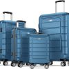 SHOWKOO Luggage Sets Expandable PC+ABS Durable Suitcase Double Wheels 4pcs, Navy Blue