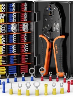 SOMELINE® Professional Crimping Tool Kit with 21 Sizes Insulated Terminals for 0.34-6mm² (AWG 22-10) Wires, Versatile & Durable Electrical Set for Electricians and DIYers